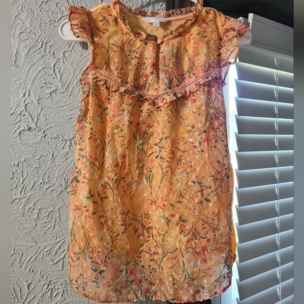 Lauren Conrad Ruffle Floral Sleeveless Blouse